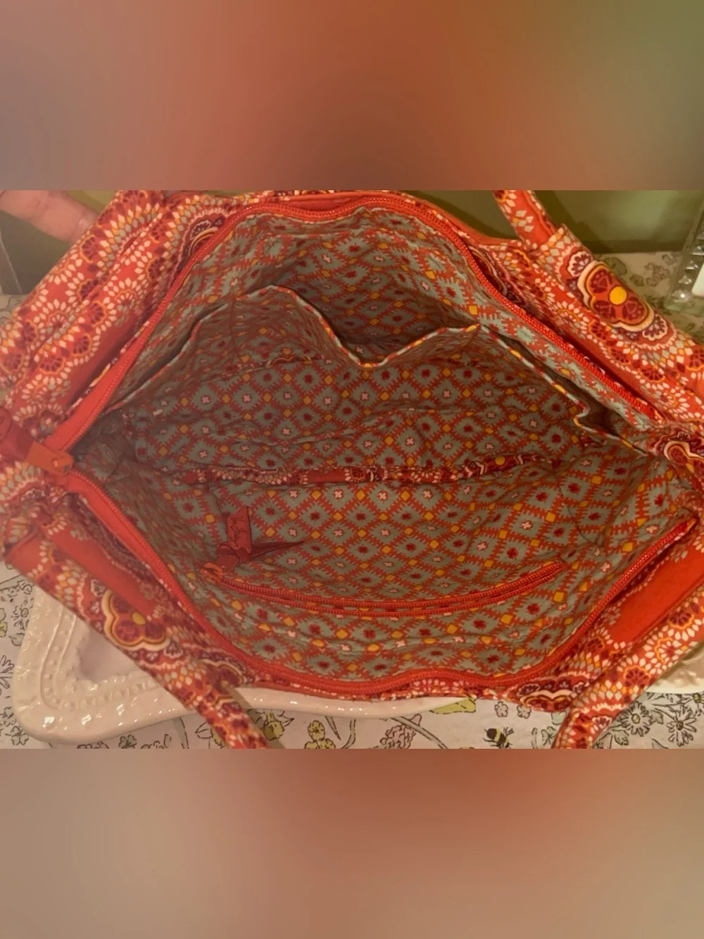 Vera Bradley Handbag in Retired Orange Paprika Pattern